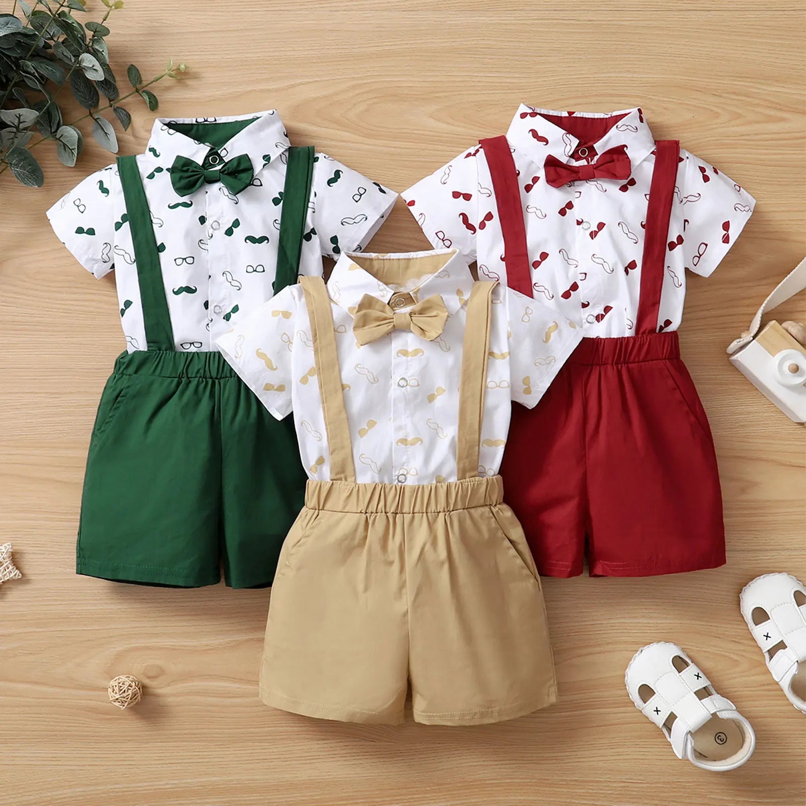 Boys Shirt & Suspender Shorts