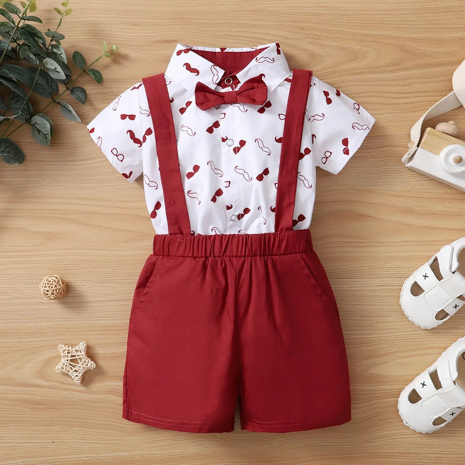 Boys Shirt & Suspender Shorts