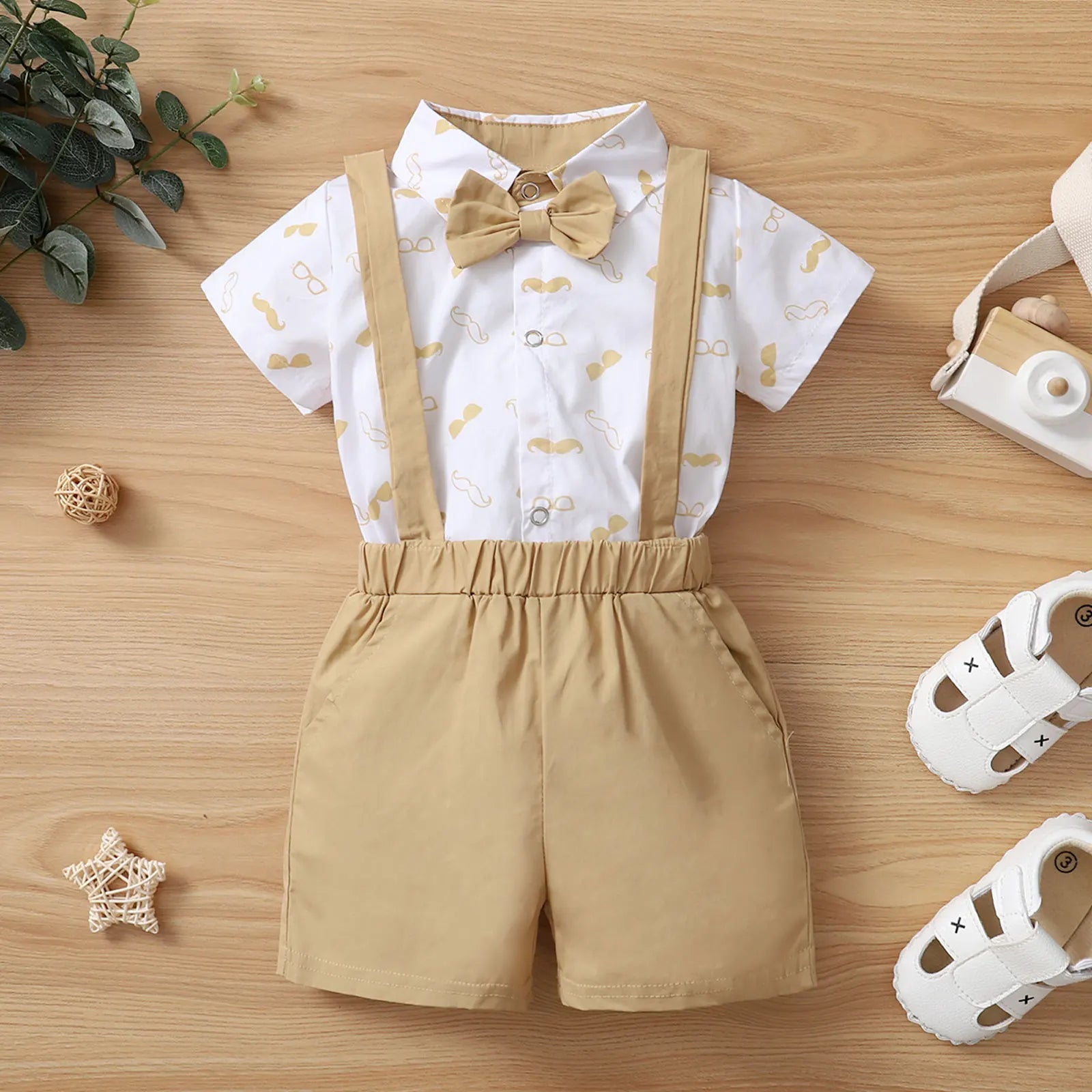 Boys Shirt & Suspender Shorts