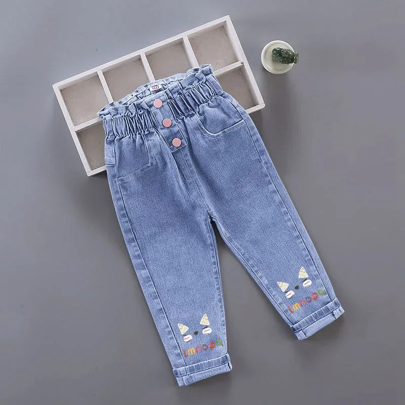 Girls Pink Bow Jeans