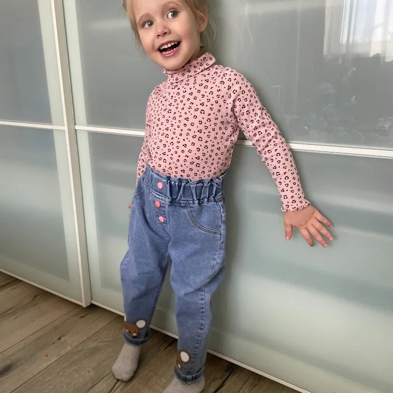 Girls Pink Bow Jeans