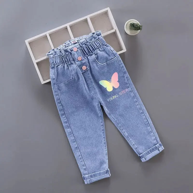 Girls Pink Bow Jeans