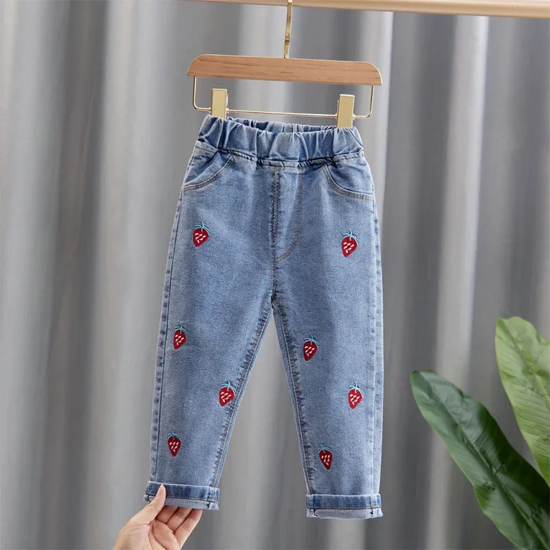 Girls Pink Bow Jeans