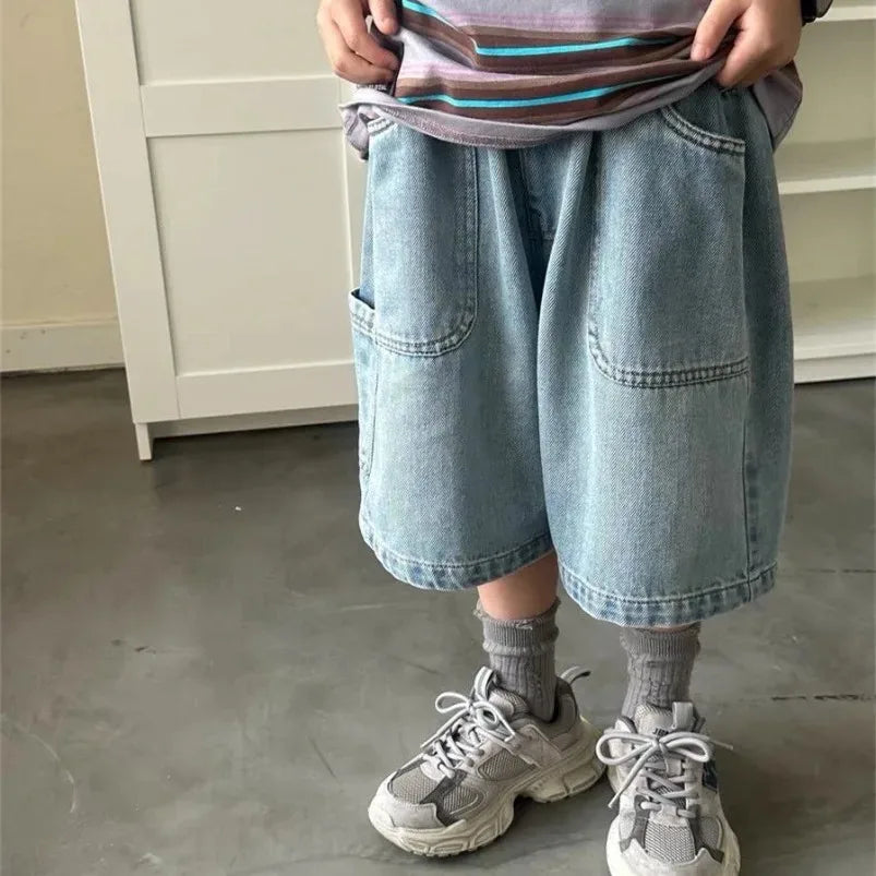 Boys Denim Cropped Pants