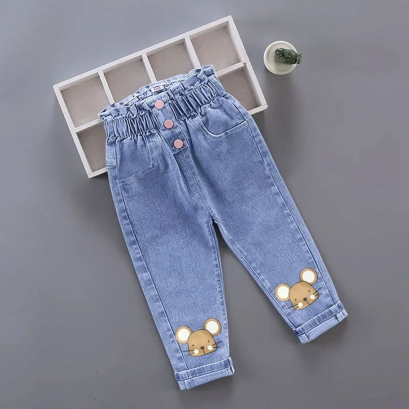 Girls Pink Bow Jeans
