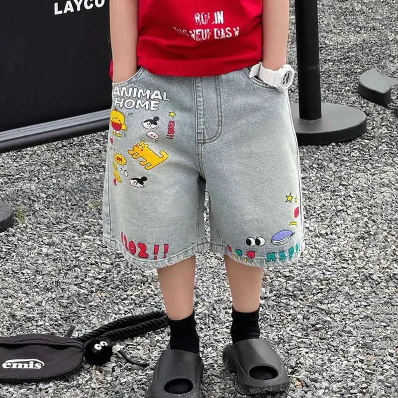 Boys Denim Cropped Pants