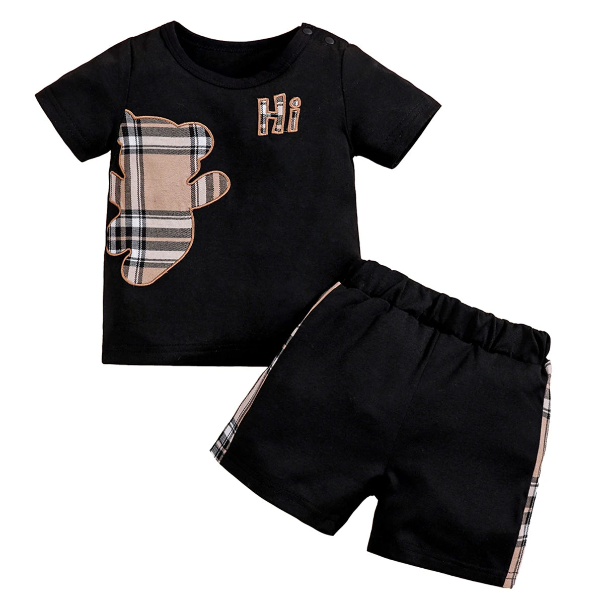 Bear Print T-shirt + Shorts Set