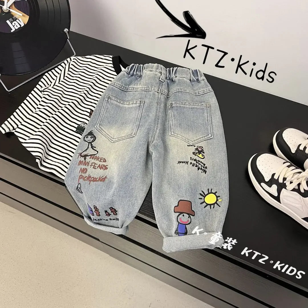 Boys Denim Cropped Pants