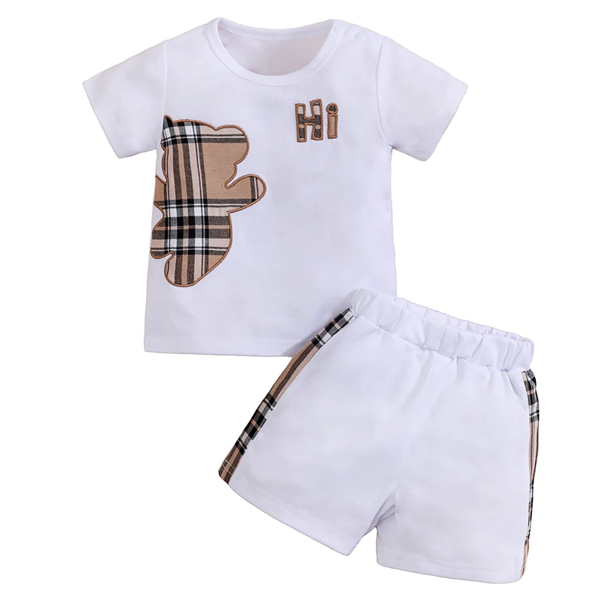 Bear Print T-shirt + Shorts Set
