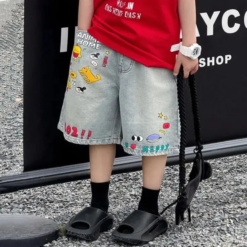 Boys Denim Cropped Pants